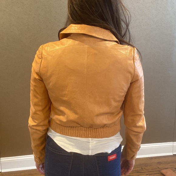 J Brand Natural Leather Cropped Bomber Jacket - Picture 3 of 11